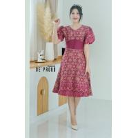 ราคา DeProud เดรสผ้าไทย เดอพราวด์ รุ่น Grand สีม่วงอมแดง เดรสผ้าทอลายไทย เดรสลายไทย GRAND 04 (19128614554)