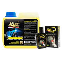 ราคา Magic Gold น้ำยาเคลือบเงายางดำ สูตรป้องกันสุนัขฉี่ 125 cc Magic Gold แชมพูล้างรถผสมซิลิโคน สูตร 2 IN 1 ขนาด 1 2 ลิตร ประหยัดคุ้ม ถูกใจ (1882640)