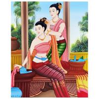 ราคา ภาพวาดติดผนัง แม่หญิงงาม ภาพวาดล้านนา สามารถตกแต่งบ้านเรือน โรงแรม รีสอรืท ร้านสปา (21080490205)