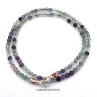 ราคา STONE NECKLACE สร้อยคอหินแท้ หินฟลูออไรต์ fluorite ขนาด 5 มม ตะขอเงินลงยา by siamonlineshop (1681784180)