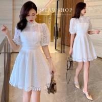 ราคา เดรสลูกไม้สั้น สีขาว แขนตุ๊กตา คอตั้ง น่ารักมาก ชุดไปงาน ชุดออกงาน เดรสสั้น มินิเดรส ชุดทำบุญ งานป้าย The Classic (17836851264)