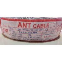 ราคา ANT สายไฟอ่อน VFF ขนาด 2x0 5 ทองแดงแท้ ยาว90เมตร สายอ่อนเบอร์0 2 สายอ่อนแกนคู่ 100หลา A61 (326421425)