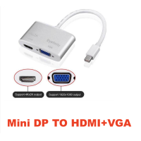 ราคา MINI DP Display Port Thunderbolt อะแดปเตอร์สายเคเบิล 4 K 2 K HDMI VGA 2 in 1 อลูมิเนียมสำหรับ Mac MacBook Pro Air (1516786018)