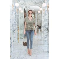 ราคา My top เสื้อยืดหญิง แขนสั้น ไม่ต้องรีด ผ้ายืด สปริงเด้งตัว สาวอวบใส่ได้ ชายระบาย H24 T SHIRTNISTA (3871066374)