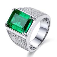 ราคา Emerald Zircon Domineeringผู้ชายแหวนหมั้น18Kชุบทองคำขาวเครื่องประดับ (5335008318)