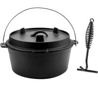 ราคา Dutch Oven Dutch Oven Iron Pot with Dual Function Flanged Lid Skillet Lid Lifter Handle perfect for Camping Home Cooking BBQ Baking (19820353657)