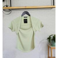 ราคา เสื้อคอถ่วงแขนสั้น งานผ้าเรย่อน ป้าย topshop ไม่บางค่ะ ทรงคอถ่วง เก๋มาก คอไม่ลึกมากนะคะ อก 32 36 ยาว21 รอบแขน12 (16002100586)