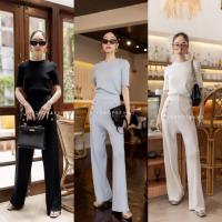 ราคา เซตไหมพรม 2 ชิ้น เสื้อแขนสั้น กางเกงขายาว แต่งกระดุมโรมัน VSHOP (18872547309)