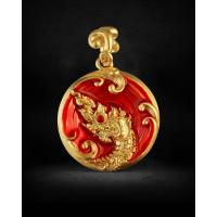 ราคา พญานาค จี้นาคบาศ วัดไทย จ หนองคาย บูชาจากวัด100 เนื้อสัมฤทธิ์ชุบทองลงยาสีแดง (12573459516)