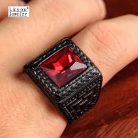 ราคา Lkyou แฟชั่นของผู้ชาย R U B Y แหวนแฟชั่นสีดำ G E M S T O N E แหวนแหวนผู้ชายแหวนแฟชั่นฮิปฮอปแหวนแหวนรถจักรยานยนต์แหวนโกธิค (7670953299)