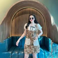 ราคา พร้อมส่ง เดรสผ้าทอลายหมีแขนตุ๊กตาผ้าฉลุแต่งกระดุมมุกพร้อมสายผูกเอว P28P38 A2440 (21284536727)