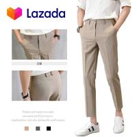 ราคา YS Fashion Casual Slacks Cropped Pants X201 slim fit trousers กางเกงสแล็คชาย สามสี สีดำ สีเทา กากี size 28 34 (12407075378)