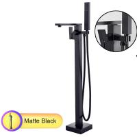 ราคา QUITE สีดำด้านก๊อกอ่างอาบน้ำ แบบตั้งพื้นอ่างอาบน้ำแบบจับเดี่ยวชุดฝักบัว ก๊อกอ่างอาบน้ำแบบลอยตัวพร้อมฝักบัวสายอ่อน (7918629397)