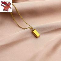 ราคา สร้อยทองเคแท้18k สร้อยคอจี้อิฐทองขนาดเล็กผู้หญิงแฟชั่นที่เรียบง่ายเครื่องประดับกระดูกไหปลาร้าโซ่ ไม่ลอกไม่ดํา (19769866225)