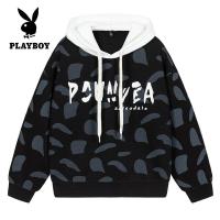 ราคา เสื้อกันหนาว PLAYBOY Mens Hooded แบบใหม่หลวมพร้อมขนาดเสื้อลำลองแขนยาวหัวซิประบายอากาศเสื้อกันหนาวพิมพ์เย็น (19409199294)