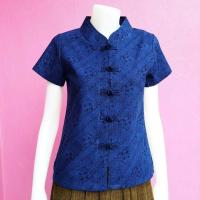 ราคา BM 250 เสื้อม่อฮ่อมคอจีน กัดลายไทยเฉียง หญิงเข้ารูป แขนตรง กระดุมตรง (410272586)