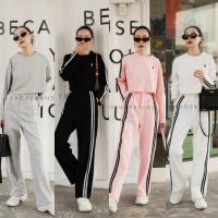 ราคา เซตวอร์ม 2 ชิ้น เสื้อครอปแขนยาว กางเกงขา ยาวแต่งแถบ VSHOP (18009354225)