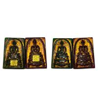 ราคา พระสมเด็จพิมพ์พุดซ้อน 2 หน้าปิดทองแท้ ชุด 2 องค์ เนื้อหยกเขียว หยกแดง (12927109688)