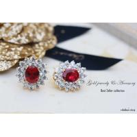 ราคา ManeeNopparut มณีณพรัช ต่างหูทับทิม ล้อมเพชรCZ รุ่น EG119 (114995391)