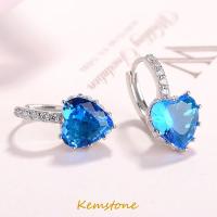 ราคา Kemstone ต่างหูรูปห่วงหัวใจเพทายรูปลูกบาศก์เคลือบสีเงินหรูหราสำหรับของขวัญเครื่องประดับสตรี (20041771455)