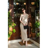 ราคา พร้อมส่ง ชุดเข้าเซตเสื้อกล้ามผ้าร่อง ซิปหน้า กระโปรงยาวผ้าร่อง งานป้าย VShop (20070994227)