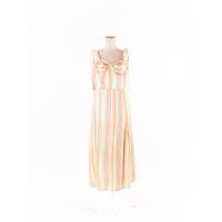 ราคา pomelo เดรสสายยาวสายผูกโบว์ พิมพ์สีลายทางสม็อคหลัง ซิปข้าง ป้ายแบรนด์ระบุไซส์ XL Preloved (20670475234)