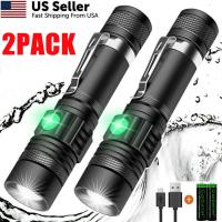 ราคา 2 PACK 20000lm USB T6 LED Torch Tactical Rechargeable LED Flashlight (16263210887)