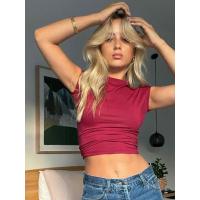 ราคา เสื้อครอปเซ็กซี่แขนสั้นโชว์หลังเข้ารูปสำหรับผู้หญิงเสื้อครอปเข้ารูปแบบ2023สำหรับฤดูร้อน (21170458967)