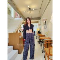 ราคา Maria closet กางเกงขายาวทรงกระบอก ผ้ากำมะหยี่พิมพ์ลาย (20686124936)