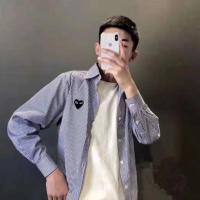 ราคา เสื้อคู่รักปักลายแฟชั่นสำหรับผู้ชายและผู้หญิงเสื้อคู่รักสไตล์ญี่ปุ่นปักลายทางสีน้ำเงินเสื้อเชิ้ตลายสก๊อตสีขาว (20473941332)