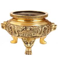 ราคา ของตกแต่งเตาธูปขนาดใหญ่ Lhuabo2q ขาตั้งสามขาทองเหลืองสามขาวัดพุทธวัดเต๋าของตกแต่งบ้านเครื่องมือพระพุทธรูปมังกรคู่อ่างล้างหน้ามุกโลหะ (20502468383)