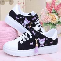 ราคา Ready Stock Sanrio Kuromi girl canvas shoes 2023 spring autumn sports shoes children 39s soft soled sneakers student skate shoes casual shoes (18609804823)