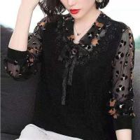 ราคา เสื้อยืดลูกไม้พิมพ์ลายเพชรสำหรับคุณแม่วัยกลางคนเสื้อเชิ้ตผู้หญิงใหม่ (11876276142)