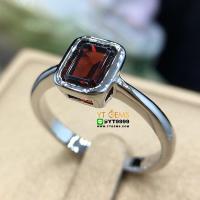 ราคา แหวนโกเมน แหวนเงินแท้ ชุบทองคำขาว พลอยโกเมนแท้ YTG 8502 (17607427653)