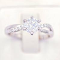 ราคา Lucky Gems แหวนเม็ดเดี่ยว ก้านบิด6เตย เงินแท้92 5 เพชร CZ เกรด Premium เล่นไฟดี ชุบทองคำขาว LKM732 (17909041397)