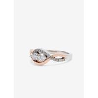 ราคา แหวนเพชรสองเม็ดสีขาวและโรสโกลด์ 14k White And Rose Gold Infinity Style Two Stone Diamond Ring 5 8 cttw (7982608599)