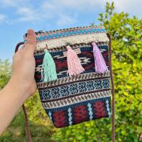 ราคา กระเป๋าผ้าทอ กระเป๋าสะพายแต่งพู่ ตกแต่งไม่ซ้ำแบบ กระเป๋าสะพายข้าง แฮนด์เมด handmade kapooklook ตกแต่ง (9583512996)