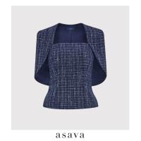 ราคา asava aw23 Asava Tweed Cape sleeve Blouse เสื้อผู้หญิง แต่งแขนเคป ซิปหลัง (21256130236)