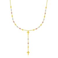 ราคา สร้อยคอโซ่ทองคำแท้สามสี 14k สไตล์ Rosary 14k Tri Color Gold Rosary Chain Necklace (1390440356)
