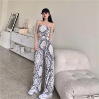 ราคา พร้อมส่ง เสื้อเกาะอก กางเกง พิมพ์ลาย ชุดเซ็ท2ชิ้น เสื้อเกาะอกพร้อมกางเกงขายาว งานสวยมาก (15814419045)