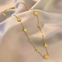 ราคา เครื่องประดับสร้อยคอโลหะไทเทเนียมจี้ใบโคลเวอร์สี่ใบโคลเวอร์สไตล์เกาหลี (20716662478)