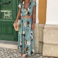 ราคา jjhBohemian Retro Ethnic Style Floral Print V neck Short Sleeve Dress Fashion Loose Pullover Belt Empire Summer Womens Clothing (19545243760)