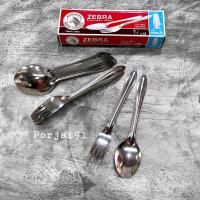 ราคา ช้อนส้อม ช้อน ส้อมยาว ช้อนสแตนเลส ตราหัวม้าลาย ZEBRA 12 คู่ ลายหยดน้ำ (20144512166)