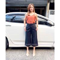 ราคา กางเกงขา5ส่วนทรงขาบานผ้าลินินเอวสูงขอบยื่นเก็บทรงสวย (19467637578)