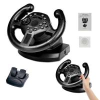 ราคา Game Steering Wheel Driving Force Racing Wheel And Floor Pedals Dual Motor Game Steering Wheel Vibration Feedback Wheel For PS3 PC D INPUT X INPUT charming (20886949584)