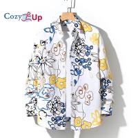 ราคา Cozy Up เสื้อแขนยาวผู้ชายเสื้อแฟชั่นผ้าบาติกลายดอกไม้ผ้าโพลีเอสเตอร์ลำลอง (13002333655)