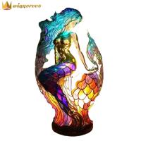 ราคา ชุดโคมไฟตั้งโต๊ะสัตว์กระจกสีลายปลาโลมาหมาป่าสิงโตสำนักงานห้องนอนสำหรับห้องนั่งเล่นไฟข้างเตียงนกฮูกม้าไก่ (20984528572)