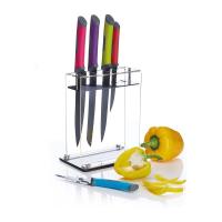 ราคา KitchenCraft Colourworks 5 pc Knife Set w Acrylic Block ชุดมีด 5 เล่มพร้อมแท่นวางมีด รุ่น CWKNB25 (9245040907)
