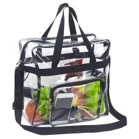 ราคา Clear Tote Bag Adjustable Shoulder Strap and Zippered Top Stadium Security Travel Gym Clear Bag Perfect for Sports (17341976796)