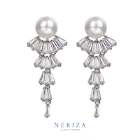 ราคา Neriza Jewelry ต่างหูระย้าออกงานเพชรสังเคราะห์ ประกายเทียบเท่าเพชรแท้ NE135 (16576018209)